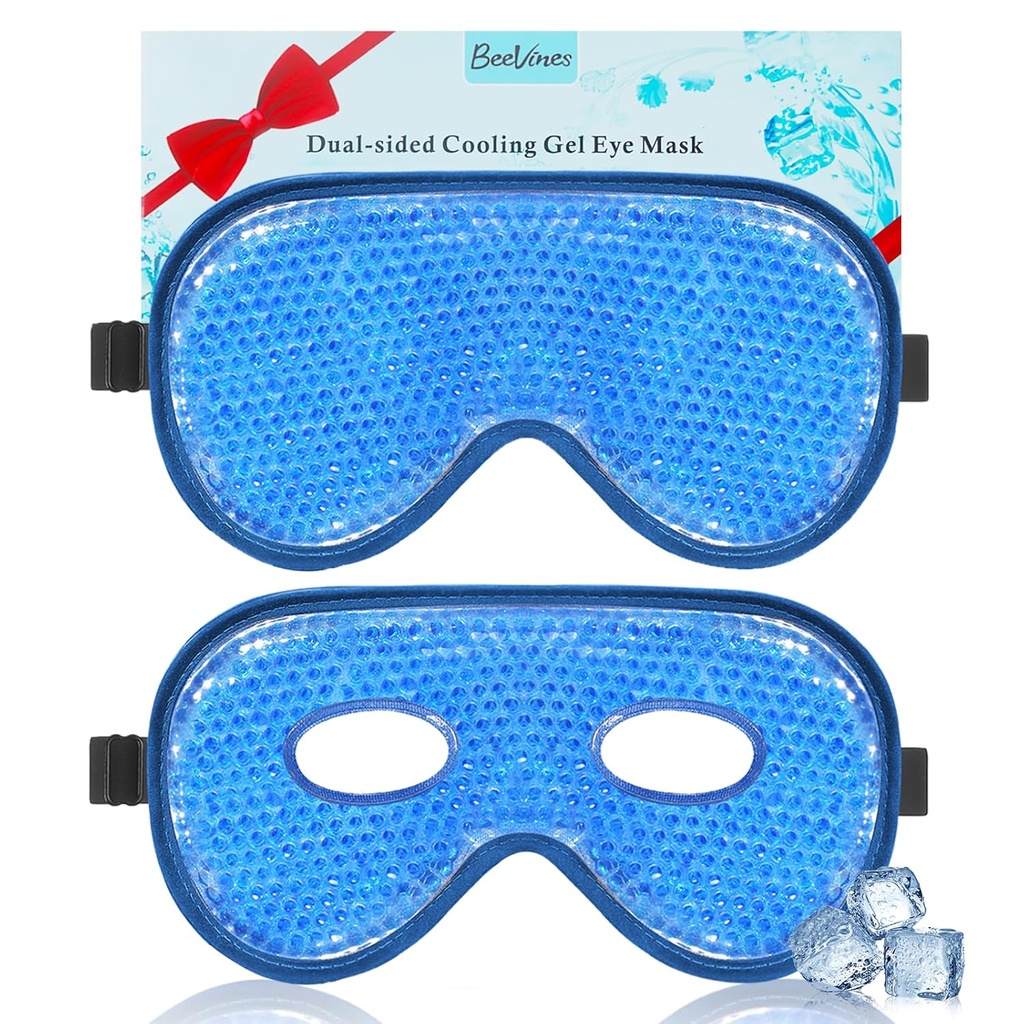 Maska do chłodzenia oczu, 2 Pack XL Jumbo Rozmiar Zamrażarka Gel Eye Maski do puszystych oczu, Maska z lodem, Zimne i ciepłe kompresja, Mrożone opakowanie lodu dla post chirurgii oczu i alergie (Navy Blue)
