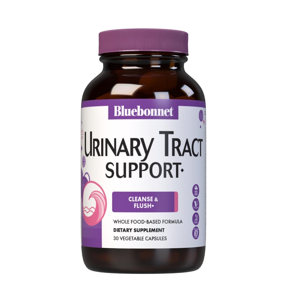 Bluebonnet Nutrition Urynary Tract Support, Cleanse & Flush *, Soy- Free, Gluten- Free, Kosher- Certified, Non-GMO, Dairy- Free, Wegan, 30 Kapsułki warzyw, 15 Słupki