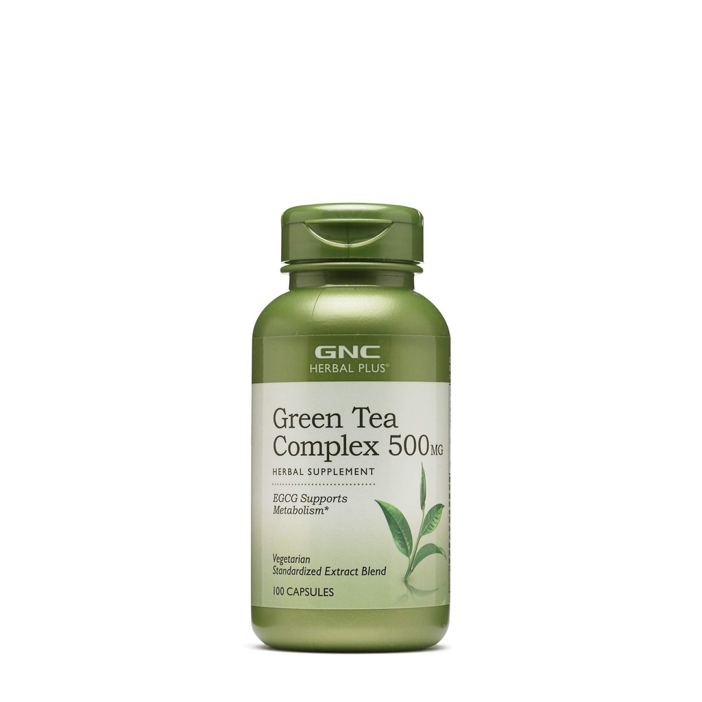 GNC Herbal Plus Green Tea Complex 500mg Suplement, Wegetarianin, Wspiera Metabolizm, 100 Sługi