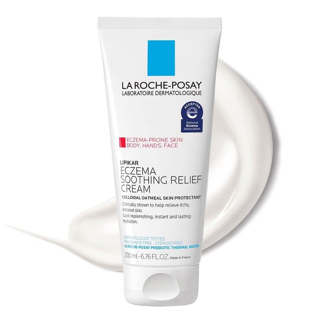 La Roche- Podey Lipikar Soothing Relief Eczema krem, twarz i balsam do ciała na wyprysk i wrażliwą, suchą skórę, nawilżacz z Colloidal owsianka do łagodzenia podrażnienia