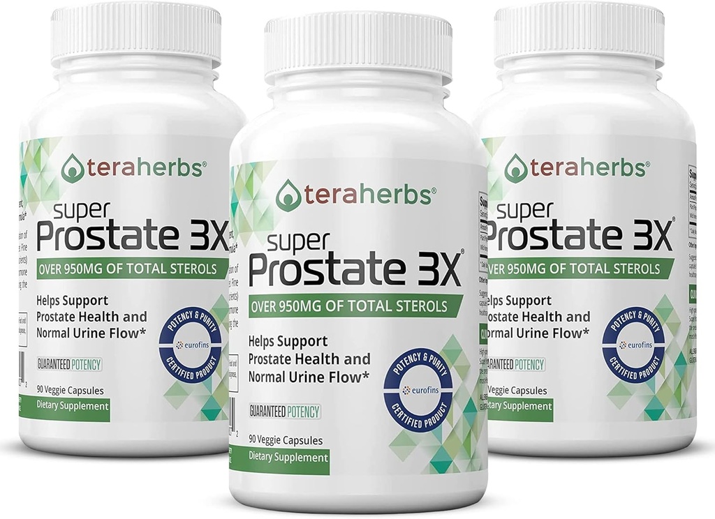 Tera Herbs Super Prostate 3X - Bladder Control, Hormon Balance & Support dla rozszerzonej Prostate & Częste oddawanie moczu - Prostate Supplements for Men w / Beta Sitosterol nie pił Palmetto (3 Pack)
