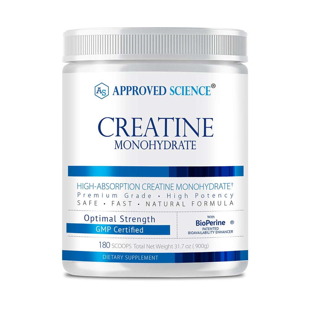 Zatwierdzony Science Kreatywny jednowodny proszek z BioPerine - Wspiera Lean Muscle Growth and Recovery - 180 Servings - 5g Per Serving - Unflavored - Non-GMO, Vegan