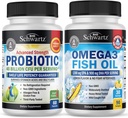 Potrójne siły Omega 3 Softgels oleju rybnego (1 miesiąc dostaw) Plus 40 Miliard CFU Codzienne suplement probiotyczny (1 miesiąc dostaw)