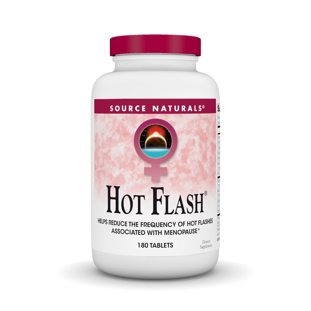 Źródło Naturals Hot Flash - Pomaga zmniejszyć częstotliwość gorących błysków związanych z menopauzą, nie GMO Soy - 180 tabletek - 60 Day Supply
