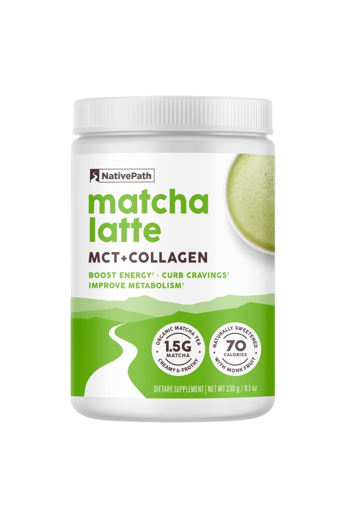 NativePath Collagen Peptydes - Zhydrolizowany Kolagen typu 1 i 3. Keto & Paleo Grass- Fed Protein Powder for Hair, Skin, Nails, Bones, Joints, Trawienie i więcej - No Gluten lub Dairy (Matcha Latte, 230g)