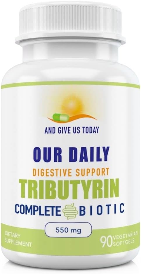 Nasze codzienne Vites Tributyrin Digestive Heath Probiotyka 124; Kompletny suplement Butyrate 124; 550 Mg Delayed- Release Softgels 124; Immune Support Support 124; 90 Służenie 124; Wegan Formuła