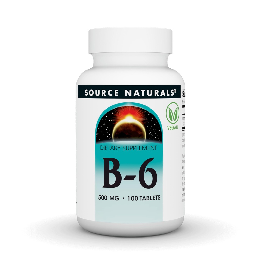 Źródło Naturals Witamina B- 6, Wsparcie układu immunologicznego * - 500 mg, 100 tabletek