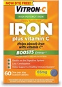Vitron-C High Potency Iron Dietary Supplement Plus Vitamin C Coated Tablets, Pack of 5 (60 Count Each)