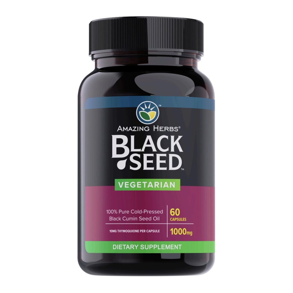 Niesamowite zioła czarny nasiona Kapsułki - czarny nasiona oleju Pigułki, czarny cumin nasiona Kapsułki, zimne tłoczone Nigella Sativa Suplement, olejek z seszu, Nie GMO, 100% Czysty - 60 Kapsułki wegetariańskie, 1000 mg