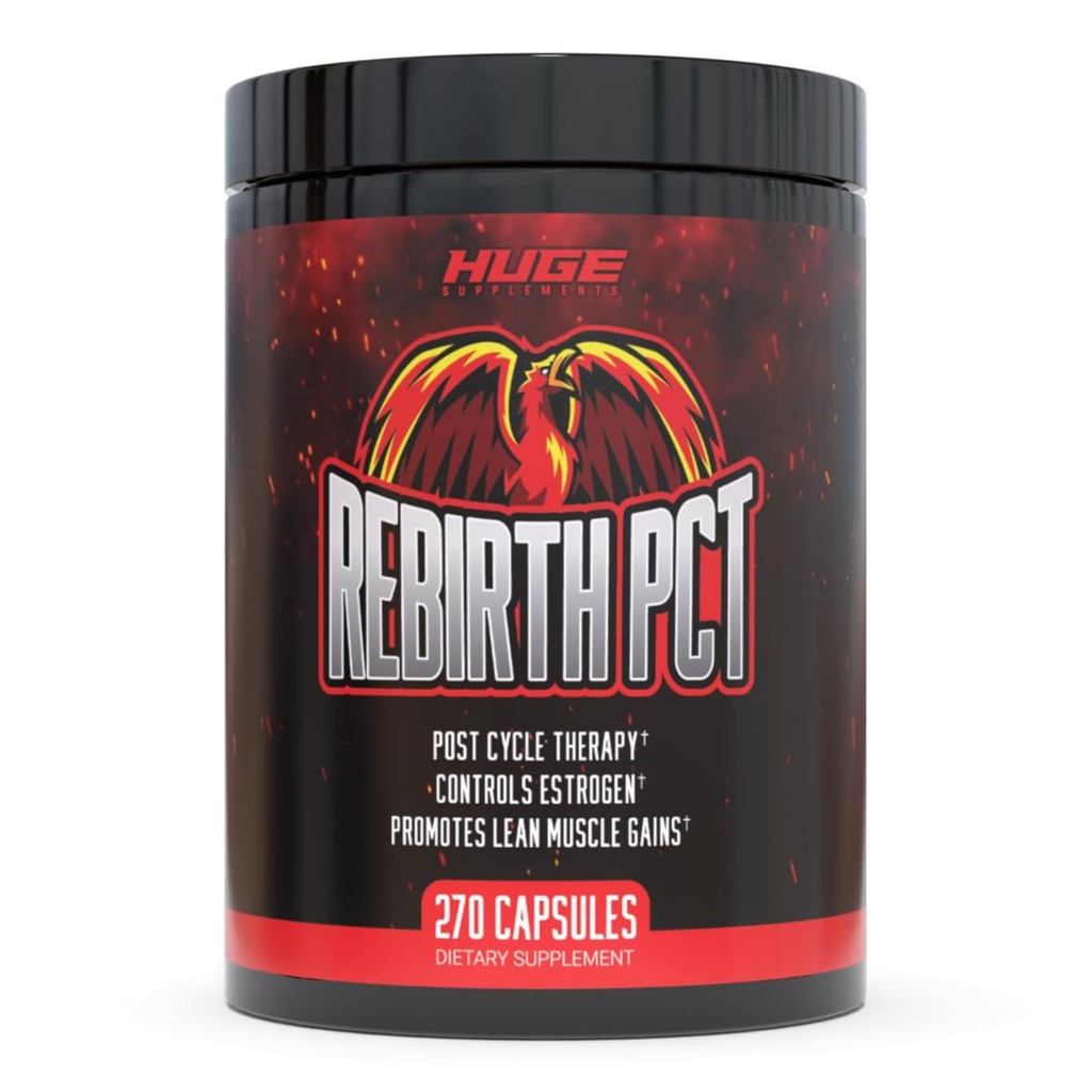 Rebirth PCT Supplement for Men, Most Stacked & Complete Post Cycle Therapy Formula - Science- Backed Ingredients & Optymalne dawki, Odzyskiwanie nadpłaty i Utrzymanie zysków z cyklu (270 kapsułki)