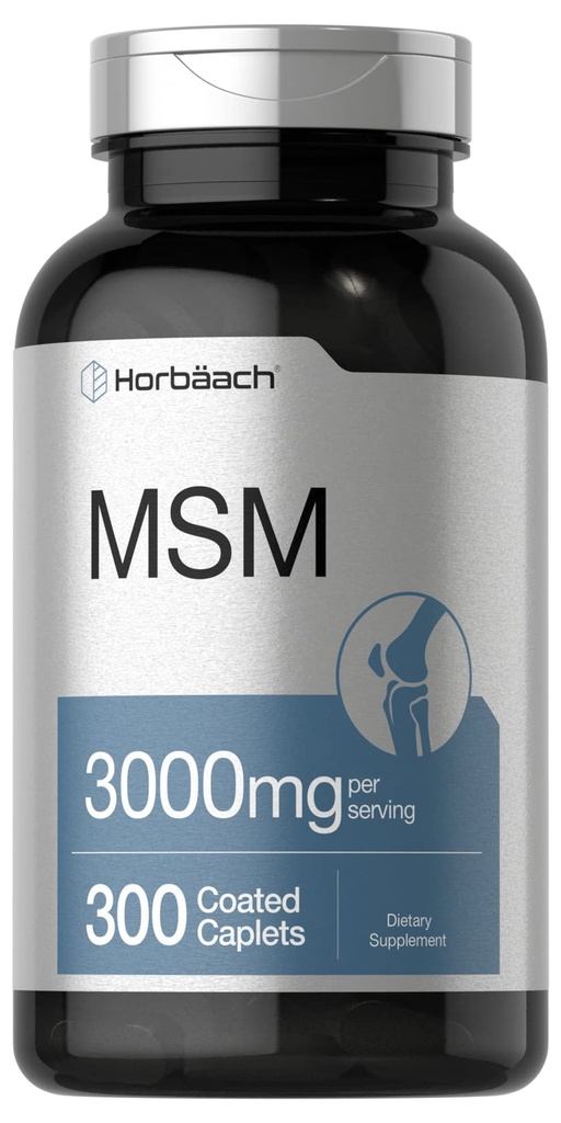 Horbäach MSM Supplement Equipment 124; 3000mg Equipment 124; 300 Coated Cappets Ethiopian 124; Methylsulfonylmetan with Calcium Equipment 124; Vegetarian, Non-GMO, Gluten Free