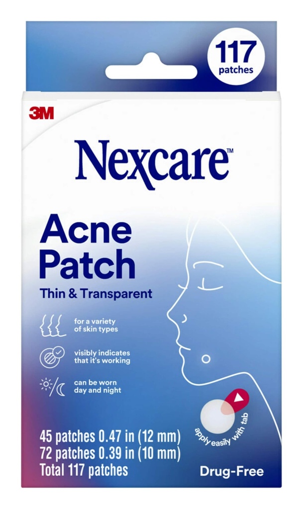 Nexcare Cienki i przezroczysty Trądzik Łata, Pokrywa skóry Absorbs Pus i Olej z Zablokowanych Pores, Wykonane z hydrokoloidu, Tab Umożliwia łatwe usuwanie z Liner - 117 Pimple Patches