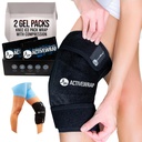 ActiveWrap - Pack na kolano z kompresją, 2 jednorazowe paczki żelowe na ciepło i zimno na ból kolanka, Sore Legs & Shin Splins. Elastyczna opaska na zimno do kontroli obrażeń i obrzęku i wspólnego wsparcia - jeden rozmiar pasuje najbardziej