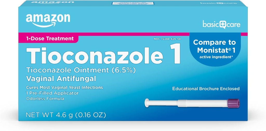 Pielęgnacja podstawowa Otoczka Tiokonazolu 6. 5 Procent, 1- Leczenie dawką, Leczenie zakażenia żylakami waginalnymi dla kobiet, Pielęgnacja kobieca, 0. 16 uncji (opakowanie po 1)