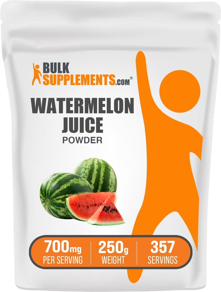 BulkSupplements.com Sok arbuzowy w proszku - z owocu arbuzowego, w proszku owocowym, w suplemencie higienicznym - 700mg na jedną porcję, 250g (8,8 oz) (opakowanie po 1)