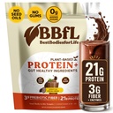 Białko na bazie BBfL Shake - 21g białka wegańskiego, Cocoa + Jabłko Cydr Ocet, Prebiotyki, Enzymy trawienne, Pomaga Gut Health - All- in- One Shake for Women & Men (15 Servings, Cocoa Cream)