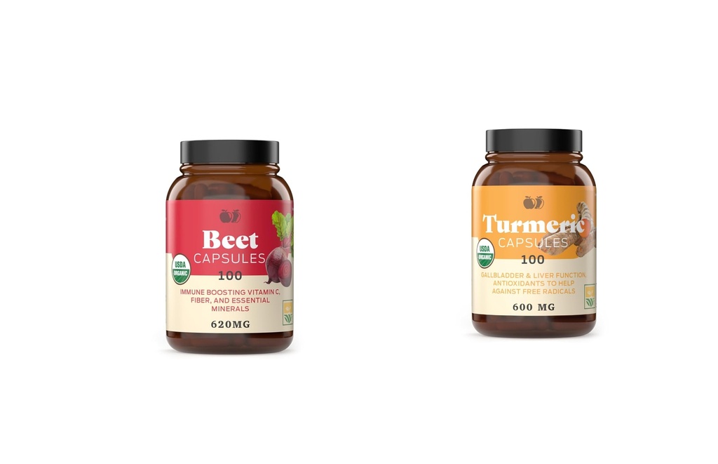 Kompletne produkty naturalne Buraki 100 Kapsułki i kurkuma 100 Kapsułki