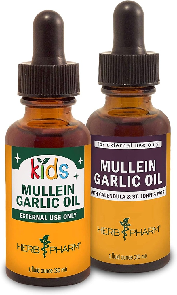 Herb Pharm Mullein Oil czosnku, 1 Oz i dzieci Mullein Oil czosnku, 1 Oz Herbal zestaw