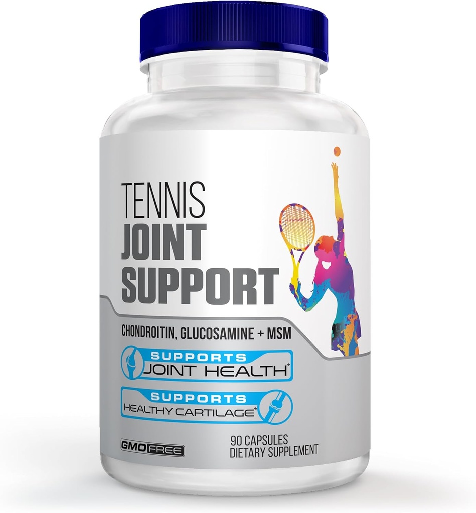 Tenis Joint Supplement Supplement - Zdrowe kolana, Back, Cartilage, & Joints - Glucozamina Chondroitin MSM - GMP Certyfikowane suplementy do tenisa i wspólne wsparcie dla sportowców - 90 Kapsułki
