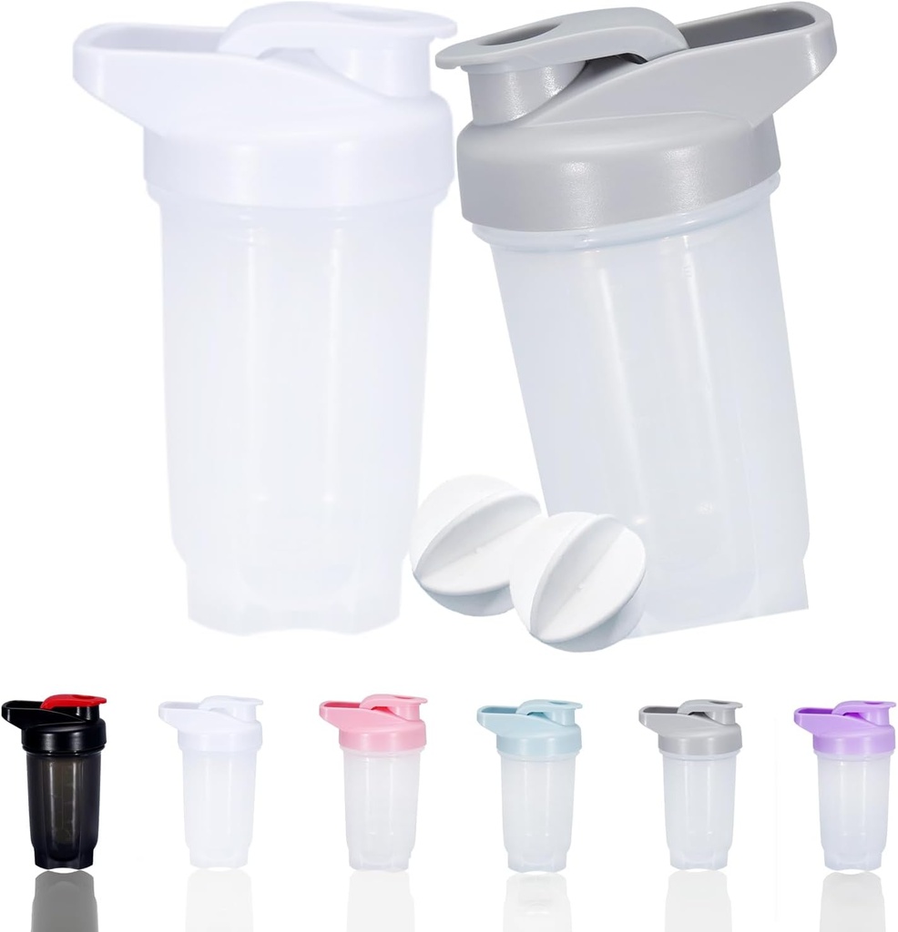 Butelka shaker Protein Shakes Cup i 10- Ounce / 300ML Shaker- Butelka z whisky kulki, Shaker- Butelki zestaw proteinowy, non- BPA plastik (Szary + biały (2PCS))