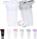Butelka shaker Protein Shakes Cup i 10- Ounce / 300ML Shaker- Butelka z whisky kulki, Shaker- Butelki zestaw proteinowy, non- BPA plastik (Szary + biały (2PCS))