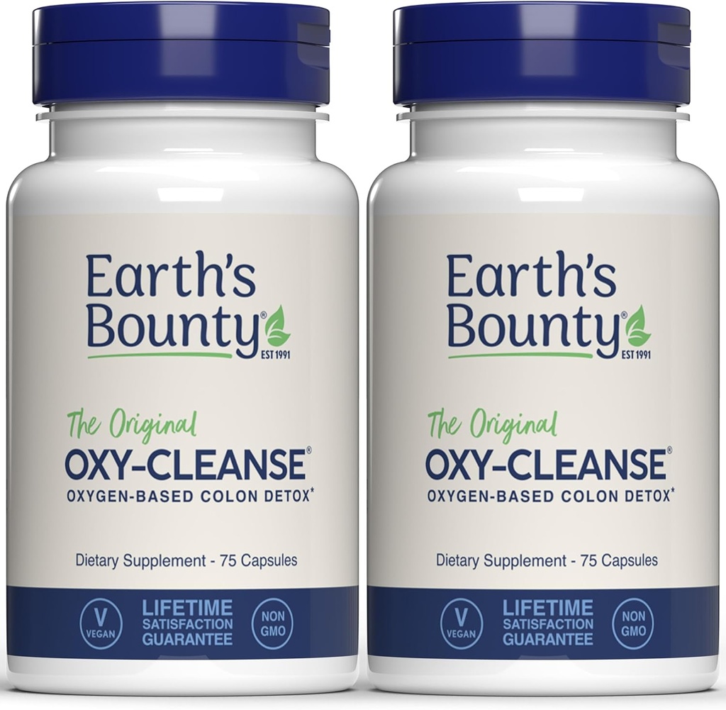 Ziemskie Bounty Oxy- Cleanse Colon Conditioner - Delikatne Colon Cleanse for Digestive Wellness - Zaparcia Relief - Natural Colon Detox - 75 Kapsułki - 2- Pack