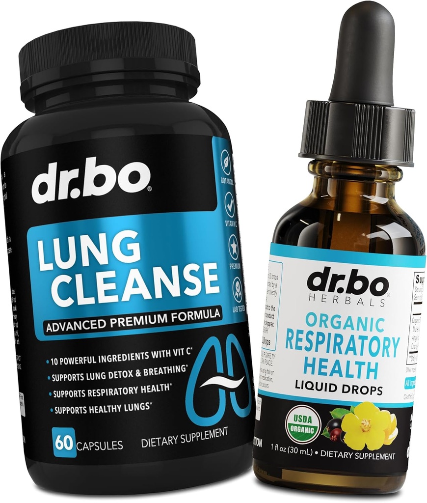 Lung Cleanse Supplement Supplement Pigułki i krople - Organic Respiral Health Drops Supplements Herbal Lung Cleanse, Mullein - Detox ziołowy dla płuc & Bronchial Mucus Health Mullein