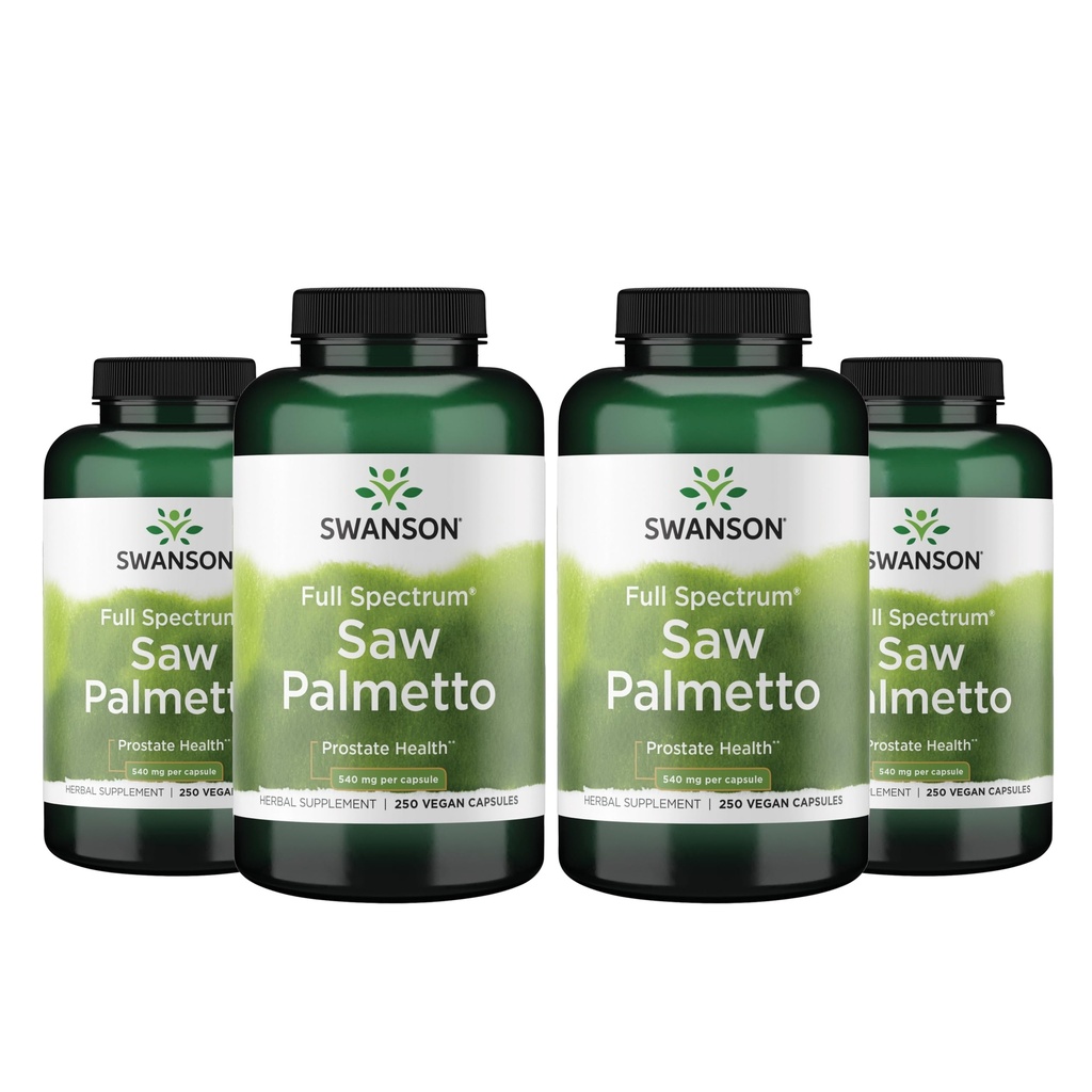Swanson Saw Palmetto - Herbal Supplement Promotion Mężczyzna Prostate Health Support - Natural Hair Supplement & Urnary Health Supplement (540 mg 250 kapsułek) (4 opakowania)