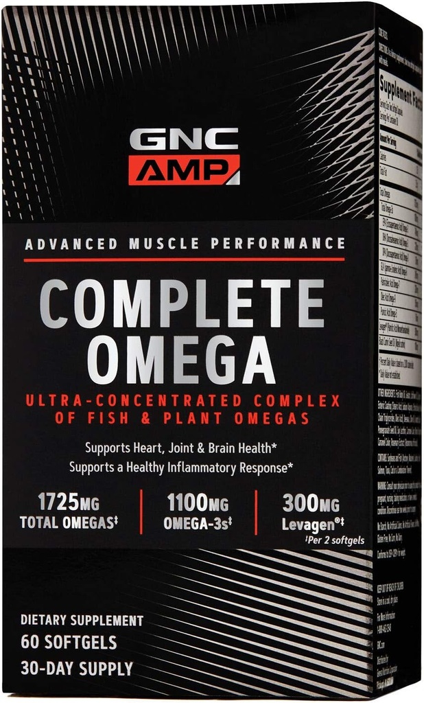 GNC AMP Kompletna Omega, Wspomaga Serce, Joint, Zdrowie mózgu, 60 Hrabia