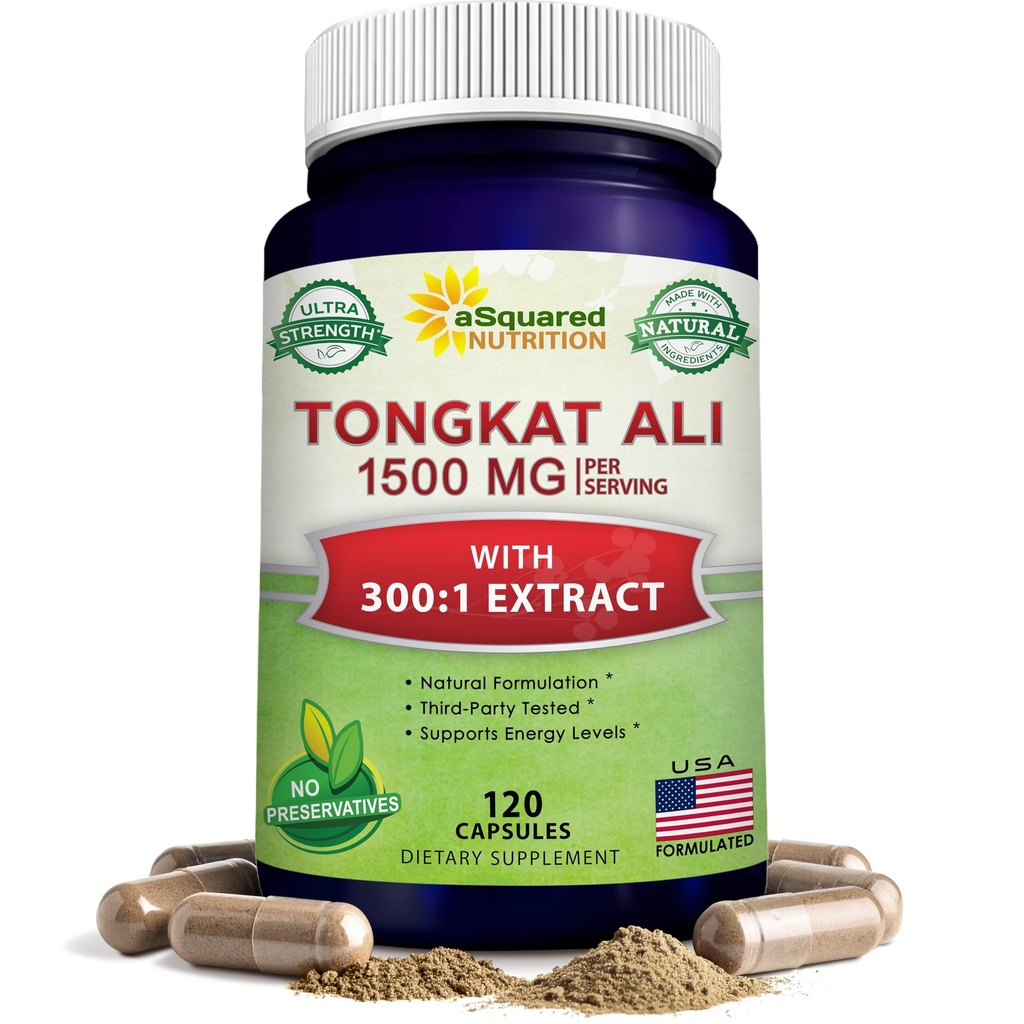 aSquared Nutrition Tongkat Ali 1500mg - 120 Kapsułek - Longjack (Eurycoma Longifolia) Extract Supplement & Long Jack Root Powder Pills - Tongkat Ali dla mężczyzn i kobiet