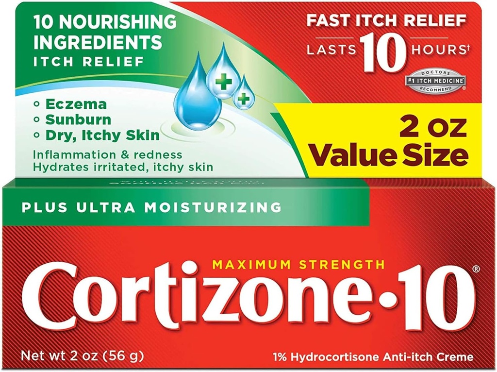 Cortizon- 10 Plus Maksymalna siła Przeciw-Itch Creme 2 oz (Opakowanie po 2)
