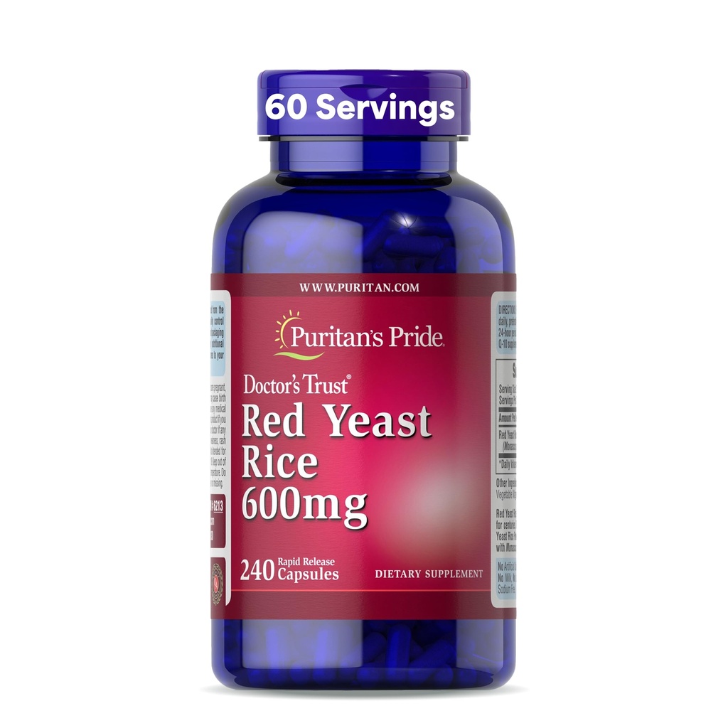 Puritan 's Pride Doctors Trust ® Red Yeast Rice 600mg, Suplement diety, 240 Kapsułki szybkiego uwalniania