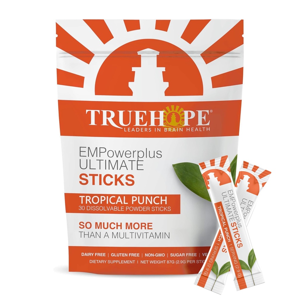 Truehope Multivitamin Nootropic Pouches with Inositol - Once- Per- Day EPowerplus Ultimate Sticks - 30 Count (Tropical)