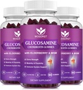 Glukozamina Gummie Chondroitin z Gummies MSM & Elderberry - 1500mg Glukozamina Gummies Chondroitin Suplement dla Elastyczności i wsparcia immunologicznego dla mężczyzn i kobiet, 60 Gummei (3 Pack)