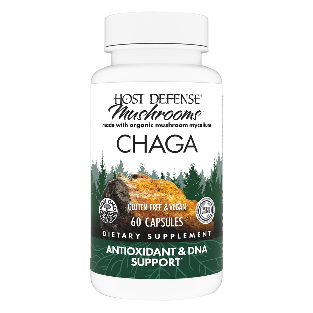 Host Defense Chaga Kapsułki - Immune System Supplement Supplement - Chaga Mushroom Capsules for Antioksydant Activity Supplement - Dietetyczny Mushroom Supplement - 60 Kapsułek (30 Servings) *