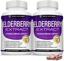 Organiczne Kapsułki Elderberry z Sambucus Extract - Czyste Owoce Elderberry dla wsparcia immunologicznego, Zdrowie skóry & Potężny przeciwutleniacz, Immunitet Boost dla mężczyzn i kobiet, 60 Kapsułki Veggie, Non-GMO i bez cukru