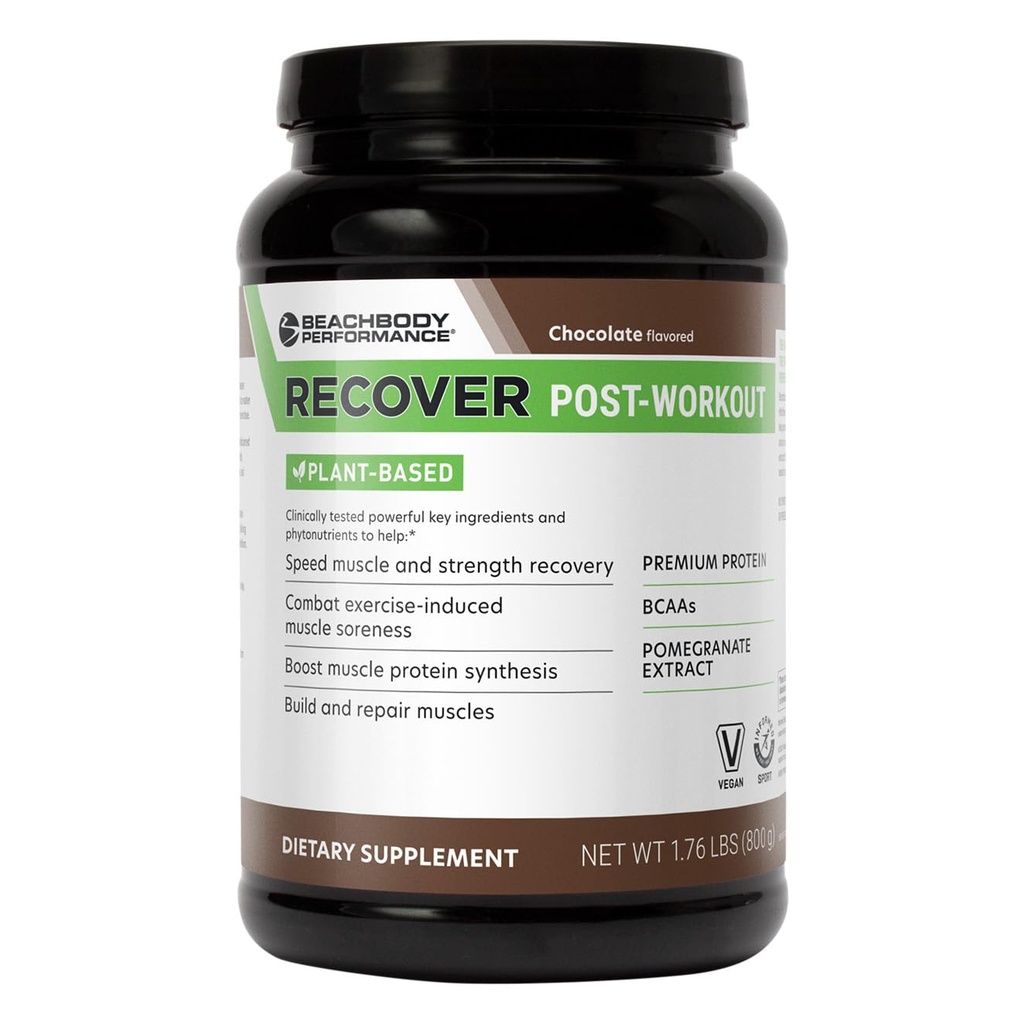 Bodi Recover Plant-Based Protein Powder Blend- Post- Workout Czekoladowy Plant-Suplement do Odzyskiwania Mięśnie z 20 g białka, BCAA, Ekstrakt Pomegranat - Szybki odzysk - 20 Tub Serwowania