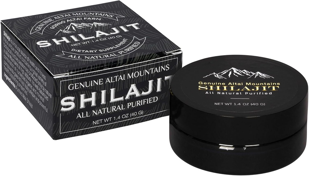 Sayan Pure Shilajit Resin 1.4oz / 40g, 265 Servings - Pothent Organic Fulvic Acid Supplement - Wspiera system immunologiczny, Pamięć, Focus i zapewnia naturalną energię, Detox - Wegan, Non-GMO