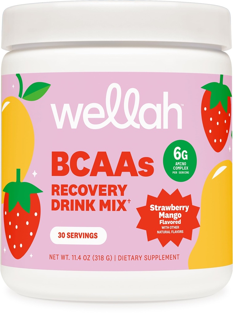 Wellah BCAA (Strawberry Mango Flavored) 30 Służenie - BCAA Proszek z kompleksem nawadniającym