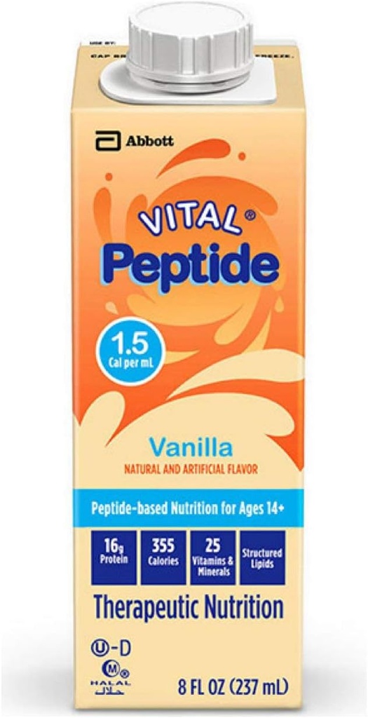 1.5 Cal, 24 Count, Complete, Balanced Nutrition Formula for Ages 14 + with GI Conditions, z 16 g Białko i prebiotyki, do żywienia jamy ustnej lub rury, Vanilla, 8- fl- oz Carton