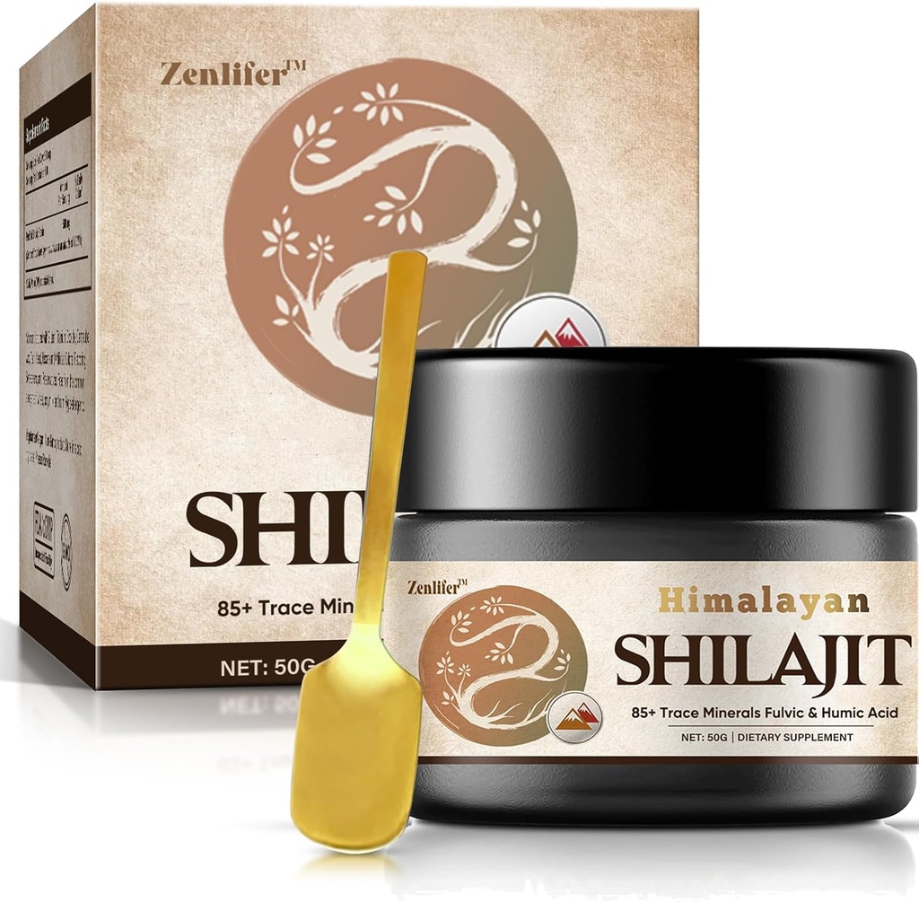 Shilajit Pure Himalayan Organic Shilajit Resin, potencja Natural Organic Shilajit Suplement Resin z 85 + Ślad minerałów i kwasu Fulvic dla energii, Wsparcie immunologiczne