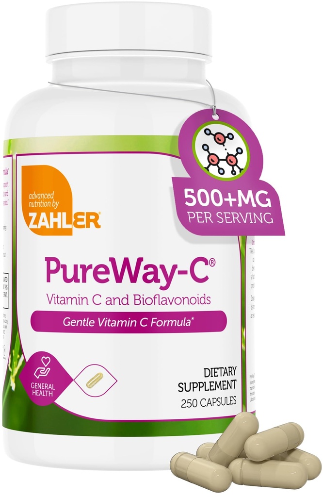Zahler Witamina C 500mg - Witamina C Kapsułki 500mg z Bioflavonoidami - Delikatny na żołądku - Wsparcie immunologiczne - Gluten Free Non-GMO VIT C 500mg Witamina C Suplement dla dorosłych (250 Hrabia)