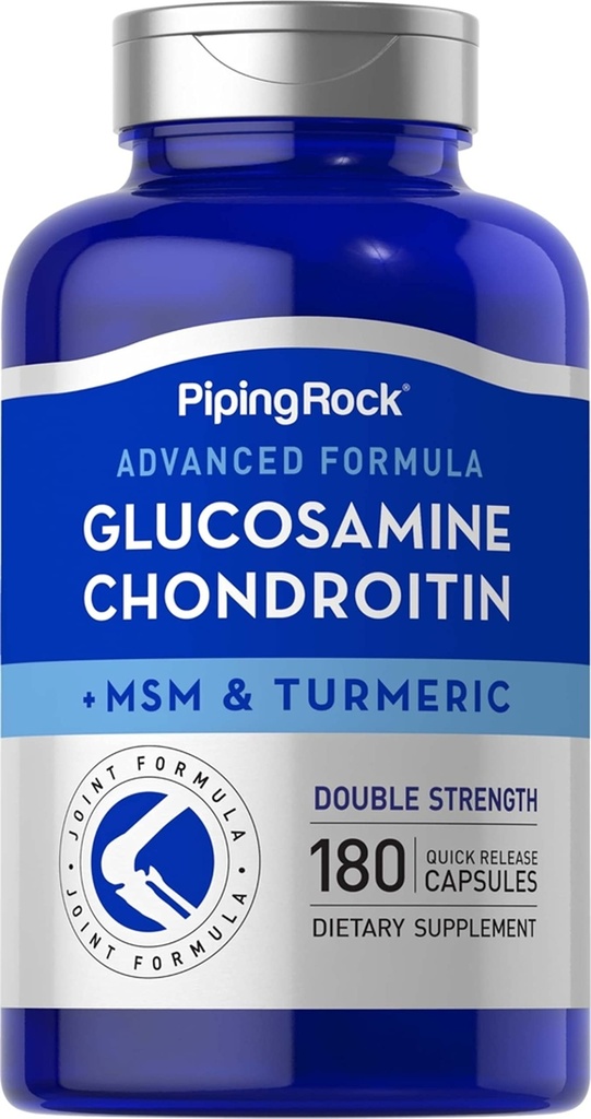 Glukozamina Glukozamina Chondroitin MSM i Turmeric 124; 180 Kapsułki 124; Kompleks Suplement 124; Zaawansowana podwójna moc Formuła 124; Non- GMO, Gluten Free