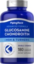 Glukozamina Glukozamina Chondroitin MSM i Turmeric 124; 180 Kapsułki 124; Kompleks Suplement 124; Zaawansowana podwójna moc Formuła 124; Non- GMO, Gluten Free