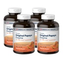 American Health Original Papaya Enzyme - 600 tabletek do żucia, Pack of 4 - Suplement po posiłku - Non-GMO, Wegan - 800 Wszystkich Sług