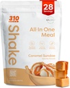 310 Nutrition All- In- One Meal Replacement Shake Powder - Płyn na bazie plantacji Wymieszać białka w / High Fiber, Probiotyki i Adaptogens - Niskie węglowodory, Wegan, Keto & Paleo Friendly - Karmel Sundae - 28 Srv