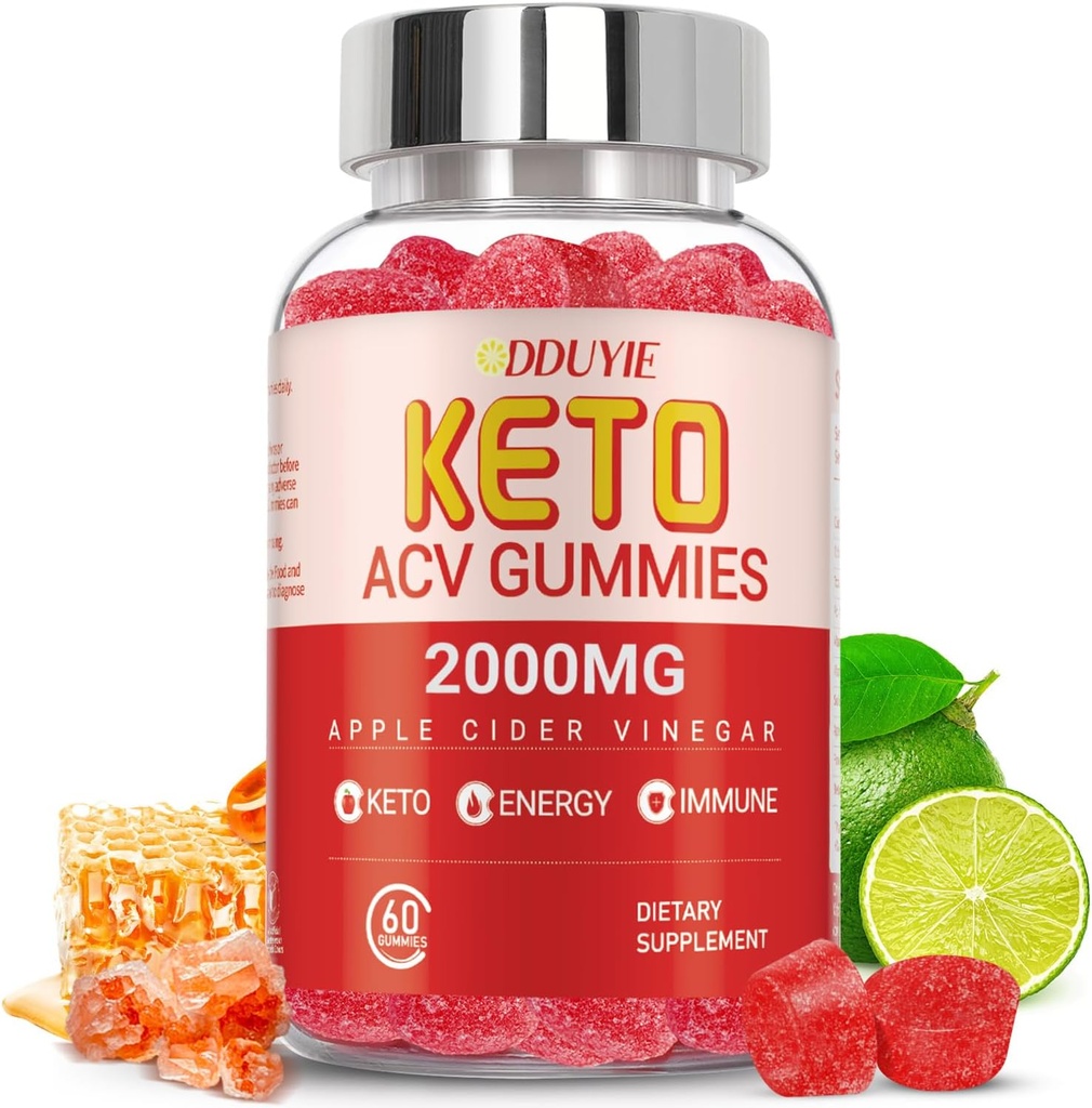 Keto Acv Gummies - Jabłko Cydr Gummies Dieta Suplement dla mężczyzn Kobiety - z Granat Sok z buraków w proszku - 60 Wegan
