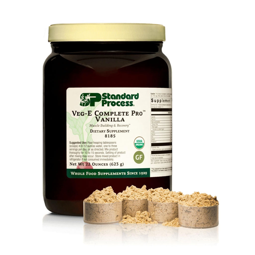 Standard Process Veg- E Complete Pro - Organiczny, Proszek proteinowy na bazie plantacji do budowy mięśni i odzysku - Wspiera włosy, skórę i paznokcie - Wegan & Gluten- Free - Vanilla, 18 Służenie