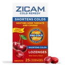 Zicam Cold Remedy Cynk Lozenges, Wild Cherry Flavor, Homeopatyczne, Pociera ból gardła i kasze, Cold Shorting Medicine, Skróty zimnego czasu trwania, 25 Count